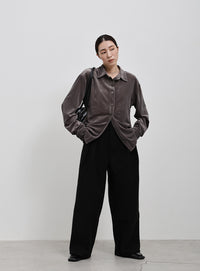 フェイクウールダブルタックパンツ