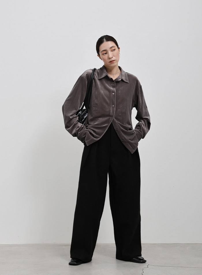 フェイクウールダブルタックパンツ