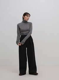 フェイクウールダブルタックパンツ