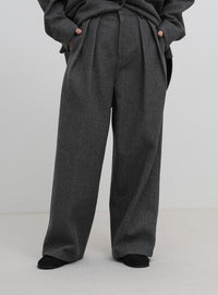 フェイクウールダブルタックパンツ