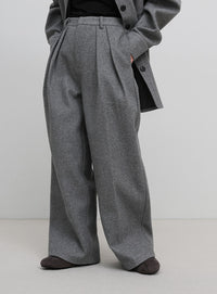 フェイクウールダブルタックパンツ