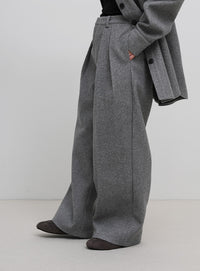 フェイクウールダブルタックパンツ