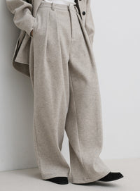 フェイクウールダブルタックパンツ