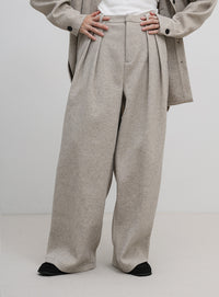 フェイクウールダブルタックパンツ
