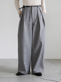 フェイクウールダブルタックパンツ