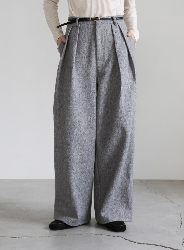 フェイクウールダブルタックパンツ