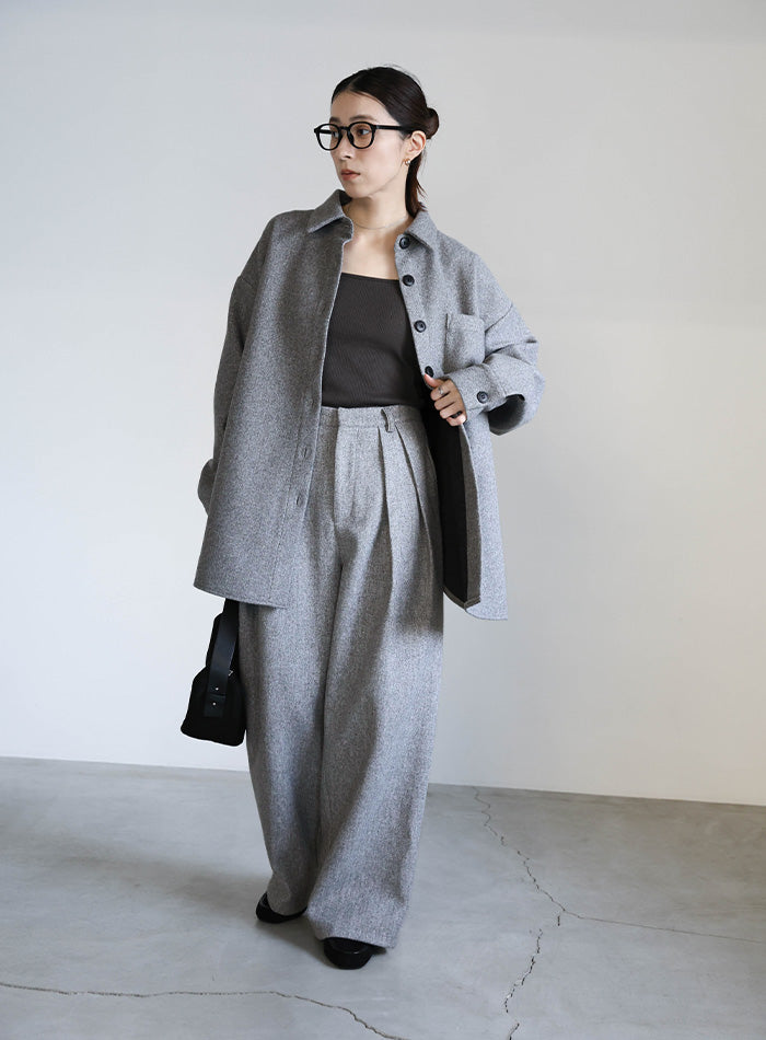 フェイクウールダブルタックパンツ