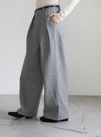 フェイクウールダブルタックパンツ