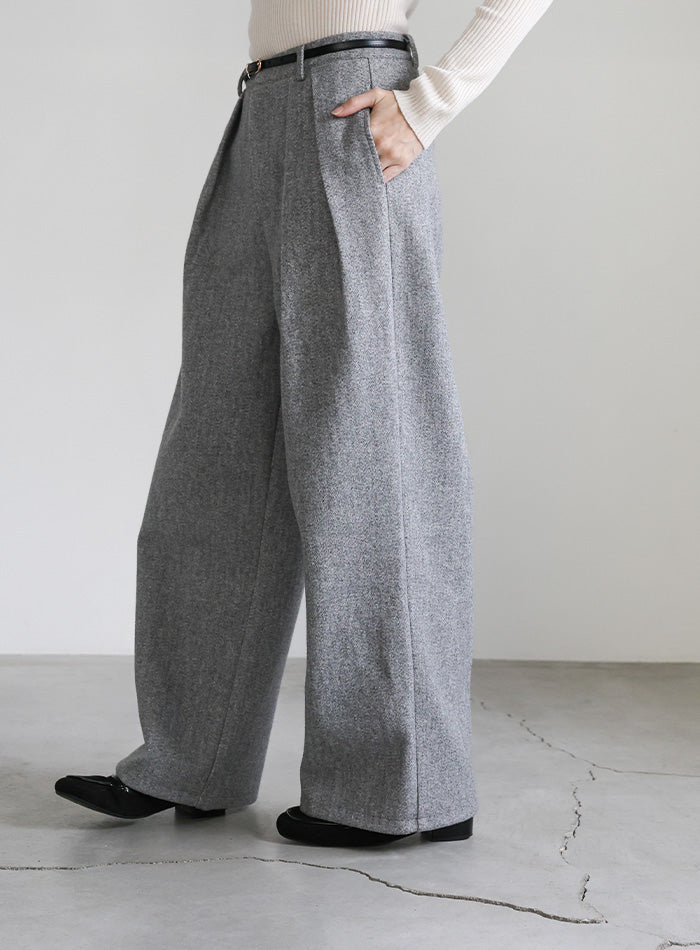 フェイクウールダブルタックパンツ