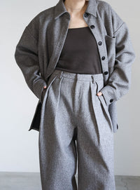 フェイクウールダブルタックパンツ