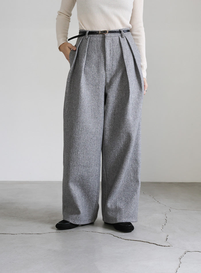 フェイクウールダブルタックパンツ