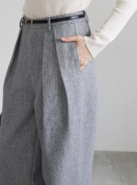 フェイクウールダブルタックパンツ