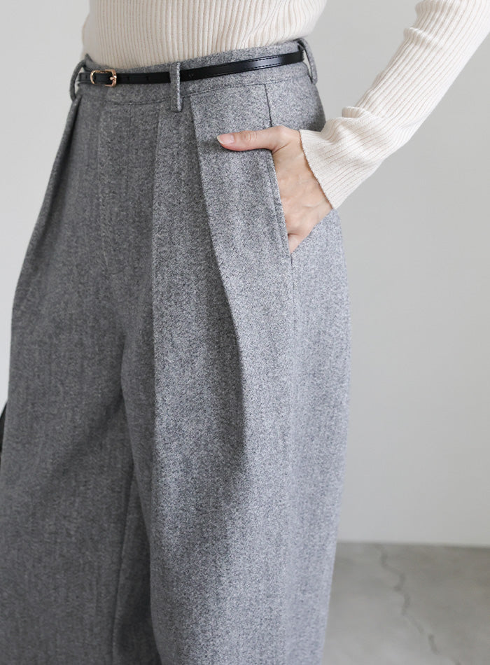 フェイクウールダブルタックパンツ