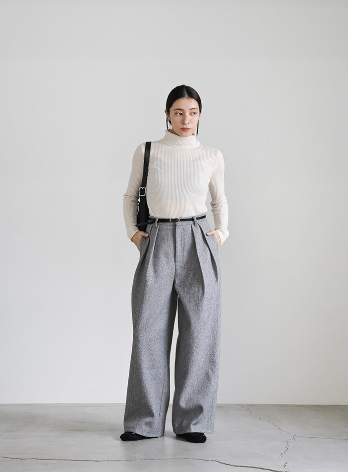 フェイクウールダブルタックパンツ