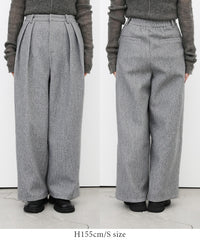 フェイクウールダブルタックパンツ
