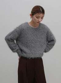 ダンスフェザークルーネックニット