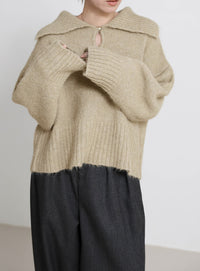 ビッグカラーキーネックニット