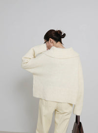 ビッグカラーキーネックニット