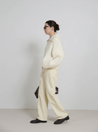 ビッグカラーキーネックニット