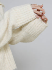 ビッグカラーキーネックニット