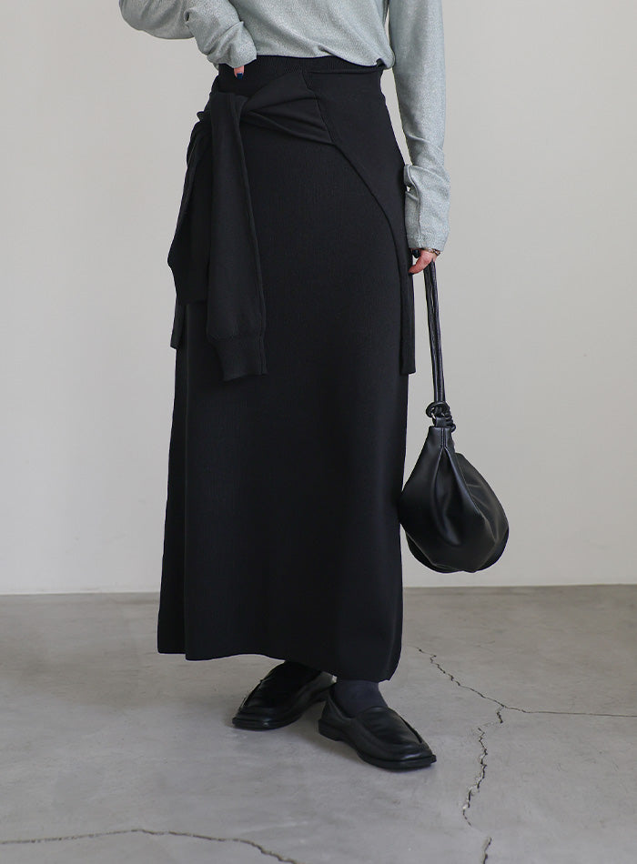 【3way】Spick＆Span黒レイヤードニットスカートパンツ【タグ付き】 レイヤード ニットスカートパンツ（その他パンツ）｜Spick and Span