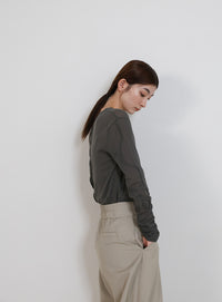 シアースリーブ High-gauge トップス Super High Gauge Sheer Rib Turtle Neck L/S Tee | EUREKA FACTORY