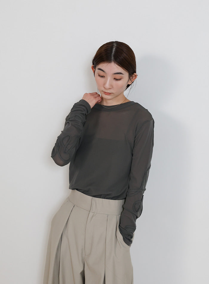 コード刺繍スリーブシアートップス – SELECT MOCA