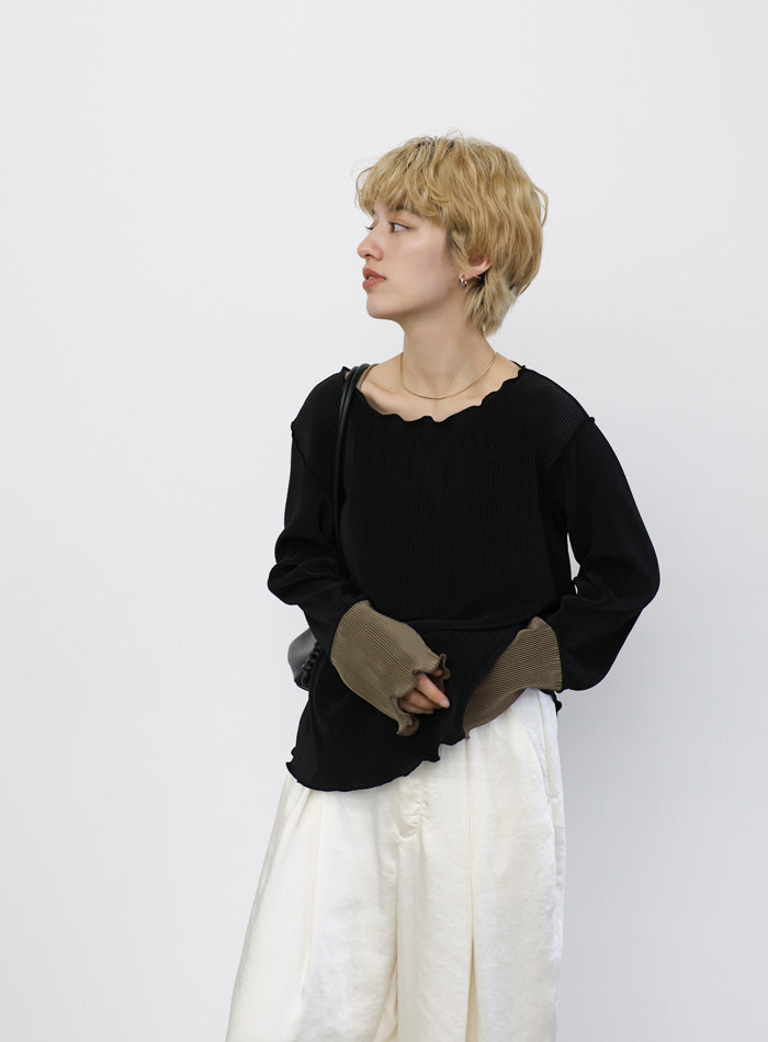 バイカラースリーブプリーツトップス – SELECT MOCA