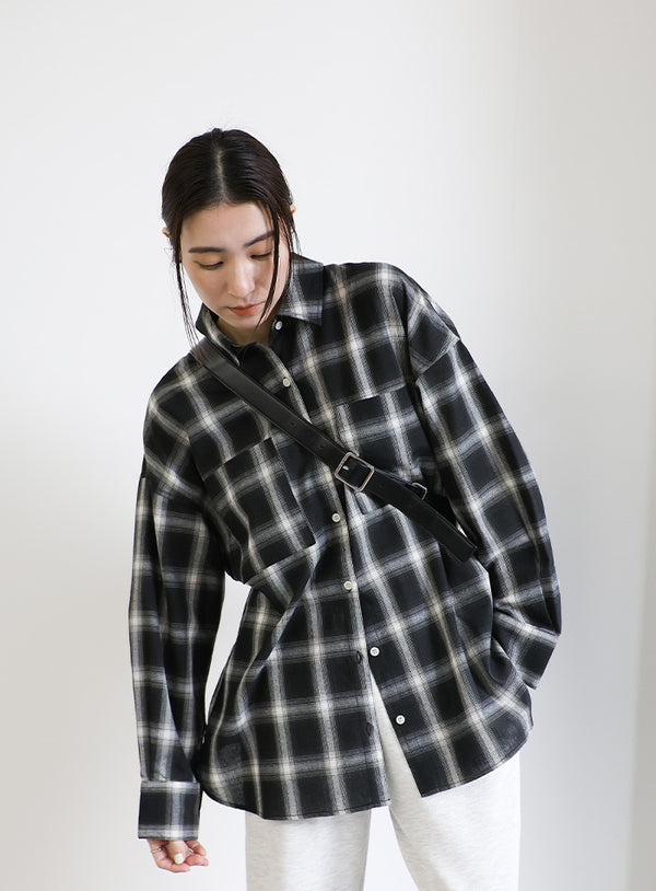 フロントポケットチェックシャツ【SALE】