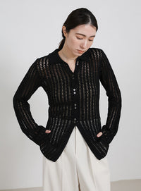 スリムラインメッシュカーディガン