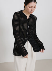 スリムラインメッシュカーディガン