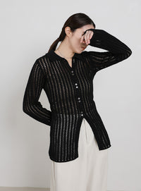 スリムラインメッシュカーディガン