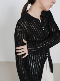 スリムラインメッシュカーディガン