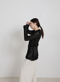 スリムラインメッシュカーディガン