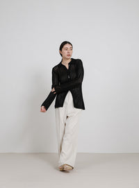 スリムラインメッシュカーディガン