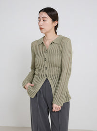 スリムラインメッシュカーディガン