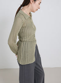 スリムラインメッシュカーディガン