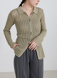 スリムラインメッシュカーディガン