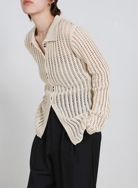 スリムラインメッシュカーディガン