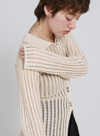 スリムラインメッシュカーディガン