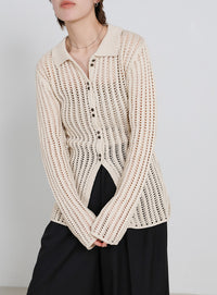 スリムラインメッシュカーディガン