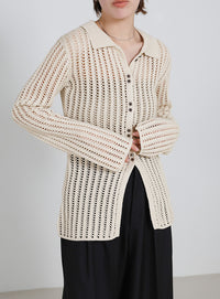 スリムラインメッシュカーディガン