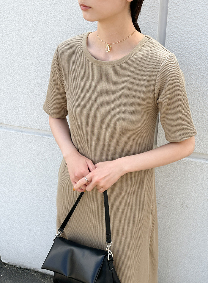 カップ付きセミフレアワッフルワンピース – SELECT MOCA