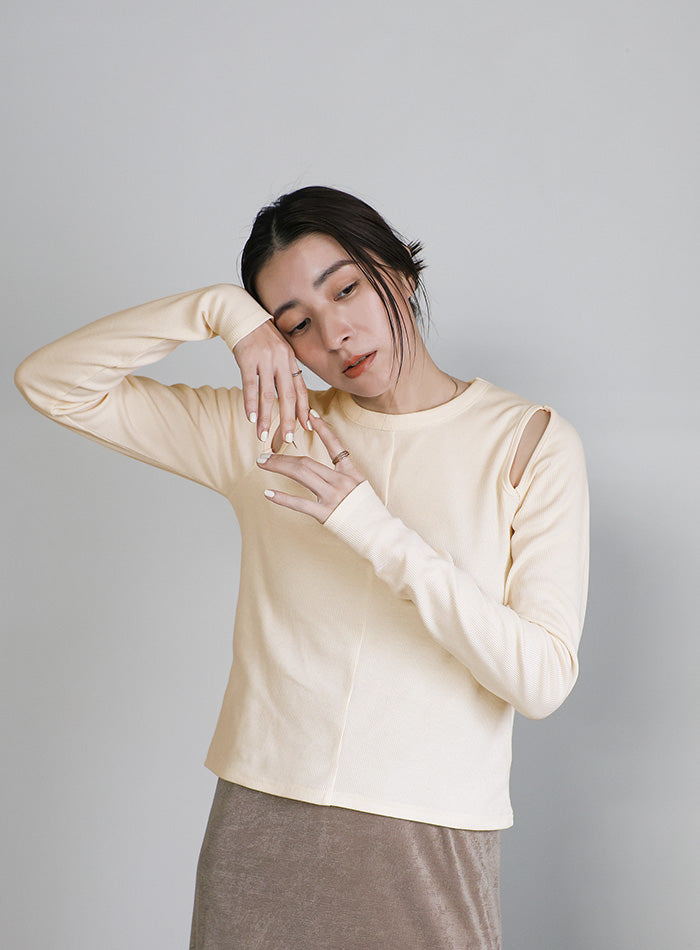 生成りトップス カットアウトリブトップス – SELECT MOCA