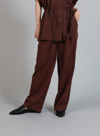 【Et】Linen Mix Tuck Wide Pants