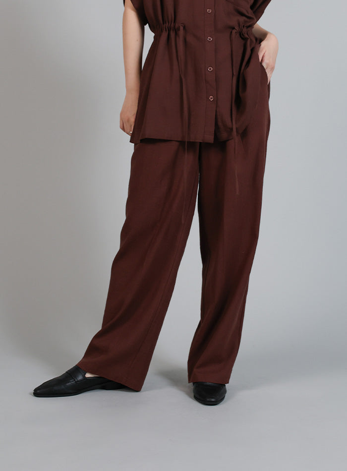 【MOCAのおかーたんページ】上質linen＊マチ仕立て楽ちんパンツＬ寸 Et】Linen Mix Tuck Wide Pants – SELECT MOCA