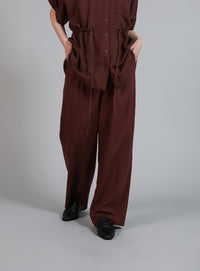 【Et】Linen Mix Tuck Wide Pants