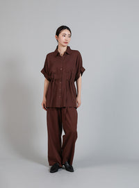 【Et】Linen Mix Tuck Wide Pants