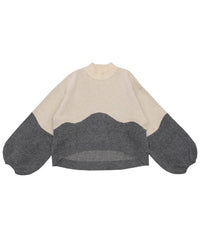 ツートンボリュームスリーブニット【SALE】
