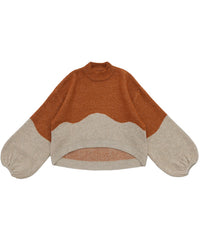 ツートンボリュームスリーブニット【SALE】
